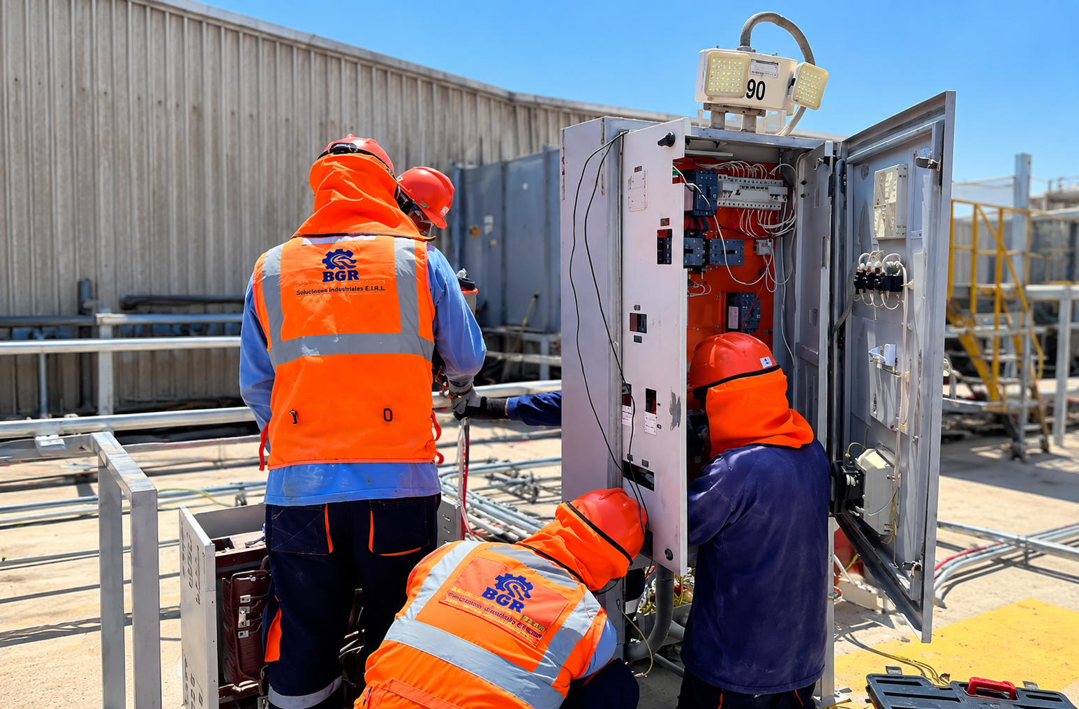 mantenimiento eléctrico industrial en equipo de seguridad